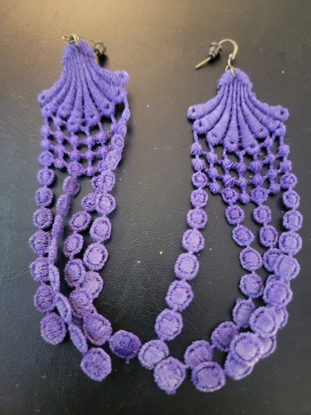 Handcrafted Crochet Purple Boho Drop Earrings